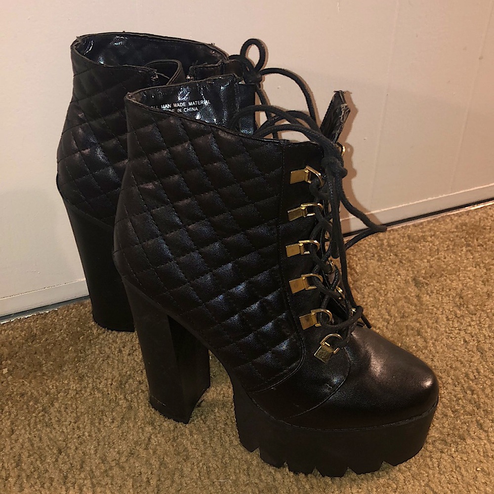 Platform Black High Heeled Boots